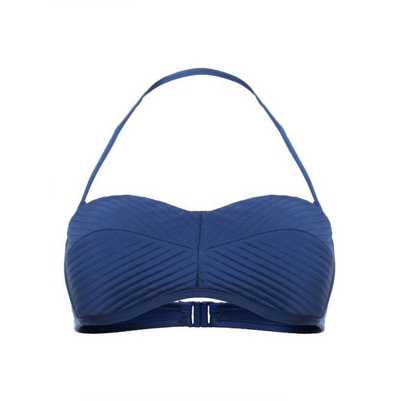 NEW SEAFOLLY women's solid quilted bustier bikini top in french blue